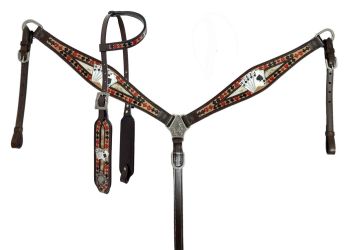 Showman  'Royal Flush' One Ear Headstall and Breast Collar Set